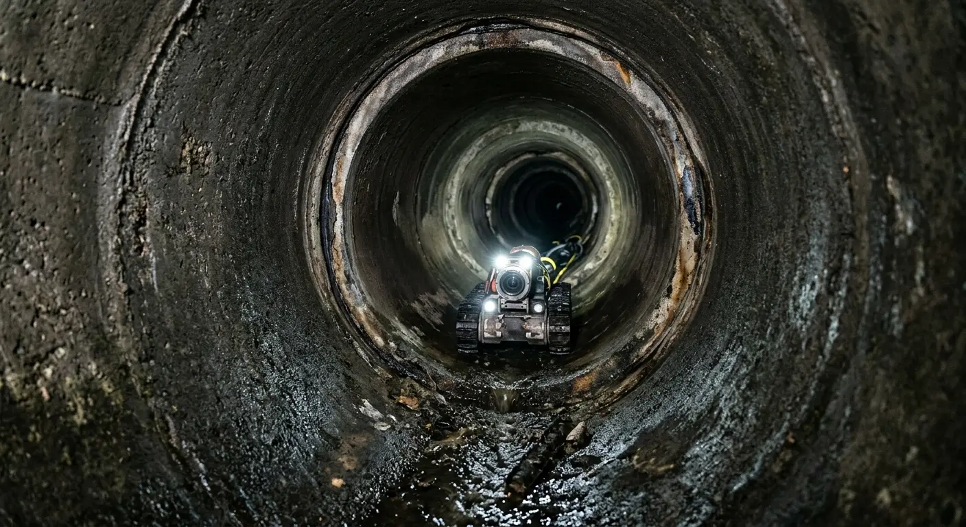 Robotic sewer camera inspecting pipe interior for Drain Snake Service in Marinette